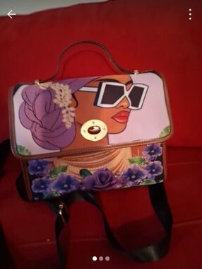 Custom Purple Floral Box Bag with Artwork